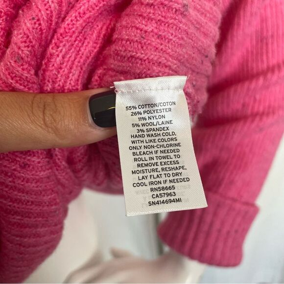 Something Navy Pink Flecked Crewneck Sweater Women’s Size Small - Picture 5 of 7